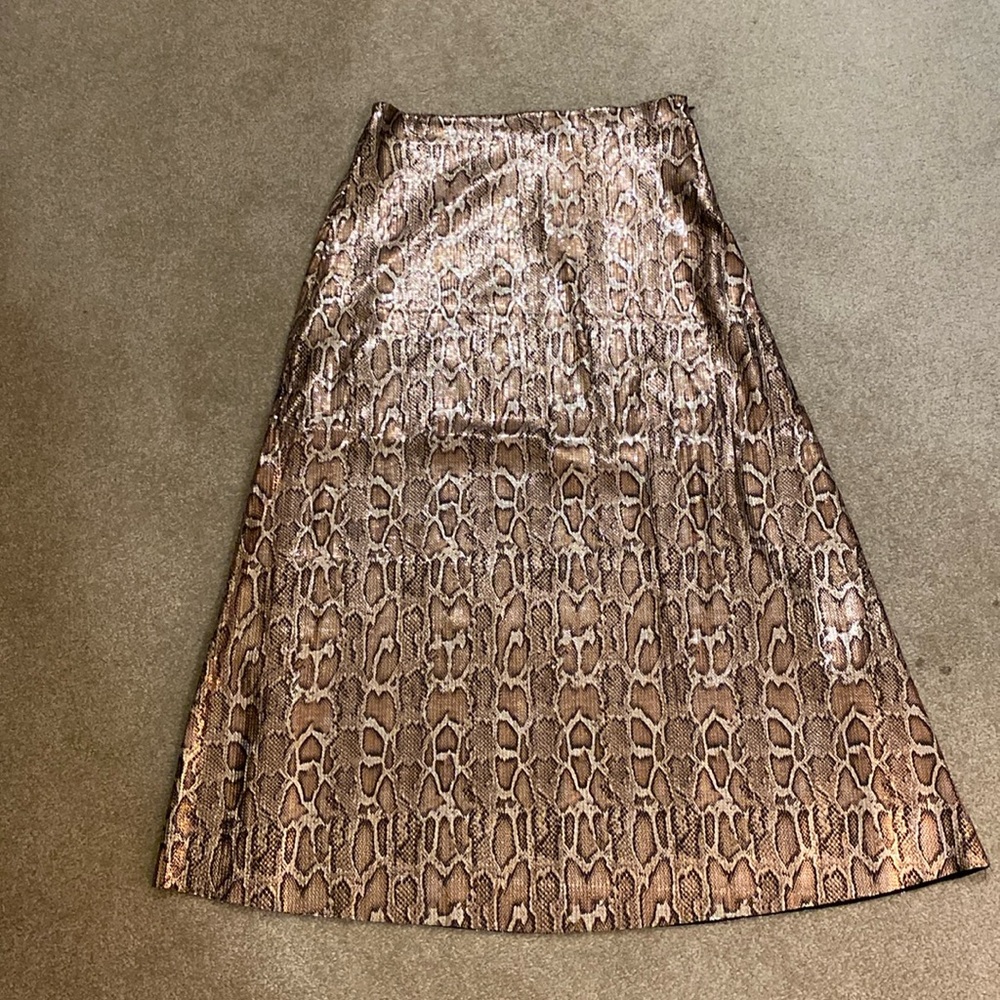 Zara lined animal print sequin skirt